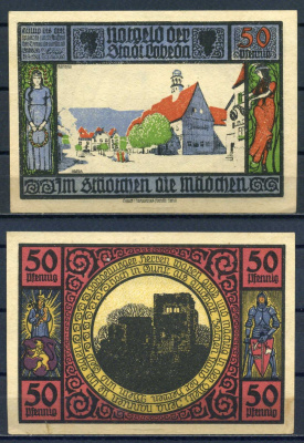 Лобеда (Тюрингия) 50 пфеннигов 1921 DeNG 1/2 0808.3-5/7 бумага aUNC 7556-6-4-1