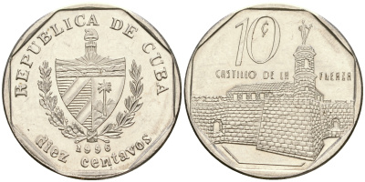 Куба 10 сентаво 1996 форт в Гаване Ла-ФуэрсаKM 576.2 сталь плакированная никелем 4364-1541