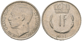 Люксембург 1 франк 1981 KM 55 медно-никель 4617-1118