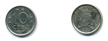 Нидерландские Антилы 10 центов 1984 Беатрикс (1980-2013) KM 10 никель 4364-857