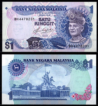 Малайзия 1 ринггит ND (1982-1984) Pick 19 бумага UNC (пресс) 7218-35-2-2