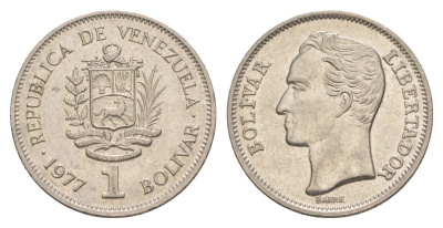 Венесуэла 1 боливар 1977 Симон Боливар Y 52 никель 4628-823