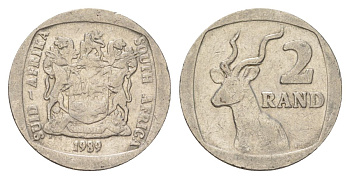 ЮАР 2 ранда 1989 KM 139 медь плакированная никелем 4626-953