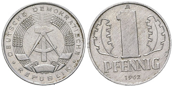 ГДР 1 пфенниг 1962 A KM 8.1 алюминий 206-1063