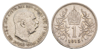 Австрия 1 крона 1915 Франц Иосиф I (1848-1916) KM 2820 серебро 4654-955