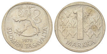 Финляндия 1 марка 1970 KM 49a медно-никель 4666-827