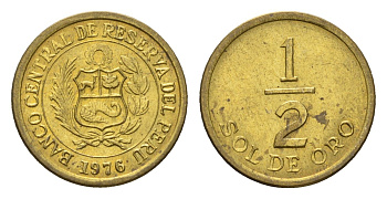 Перу 1/2 соль 1976 KM 265 латунь aUNC 4614-1123