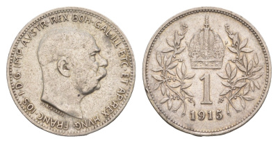 Австрия 1 крона 1915 Франц Иосиф I (1848-1916) KM 2820 серебро 4654-955