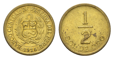 Перу 1/2 соль 1976 KM 265 латунь aUNC 4614-1123