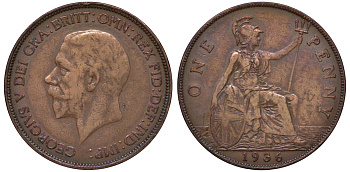 Великобритания 1 пенни 1936 Георг V (1910-1936) KM 838, Spink 4055 бронза 4131-425
