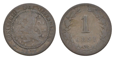 Нидерланды 1 цент 1878 Виллем III (1849-1890) KM 107 бронза 53-235