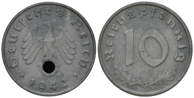 Германия 10 рейхспфеннигов 1942 G KM 101, J.371 цинк    4641-432