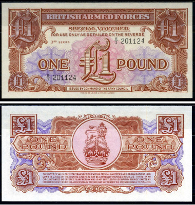 Великобритания, Британские вооруженные силы 1 фунт 1956 серия 3 Pick M29 бумага UNC (пресс) 450-70-1