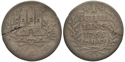 Гамбург 1 шиллинг 1765 O.H.K. KM 160 серебро 413-5345