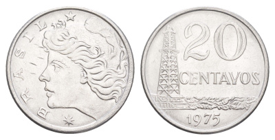 Бразилия 20 сентаво 1975 KM 579.1a нержавеющая сталь UNC 4642-1044