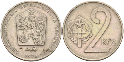 Чехословакия 2 кроны 1972 KM 75 медно-никель 4605-743