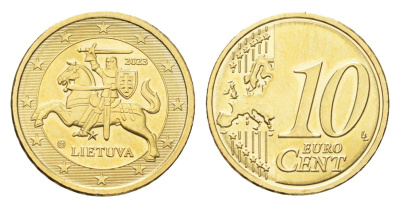 Литва 10 евроцентов 2023 редкий год KM 208 нордик UNC 210-1216