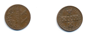 ПОРТУГАЛИЯ 20 СЕНТАВО 1960 KM 584 бронза 4379-835