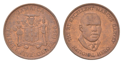 Ямайка 25 центов 1996 KM 167 сталь плакированная медью aUNC 4623-611