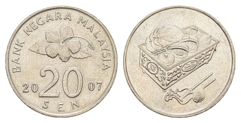 Малайзия 20 сен 2007 KM 52 медно-никель UNC 4633-241