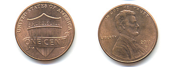 США 1 ЦЕНТ 2011 D ЛИНКОЛЬН, ЩИТ KM 469 цинк плакированный медью 86-368