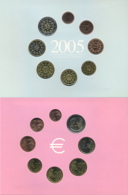 Португалия евронабор из 8 монет 2005 серия Год ребенка, в оригинальном картонном буклете UNC 1-4-2-05