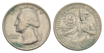 США 25 центов (квотер) 1976 200 лет независимости (1776-1976), Вашингтон, барабанщик KM 204 медь плакированная медно-никелем 4641-834