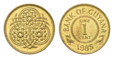 Гайана 1 цент 1985 KM 31 никель латунь UNC 4679-561