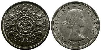 Великобритания 2 шиллинга (флорин) 1966 Елизавета II (1952-2022) KM 906, Spink 4146 медно-никель 4382-645