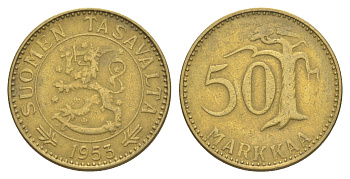 Финляндия 50 марок 1953 KM 40 алюминиевая бронза 4538-112