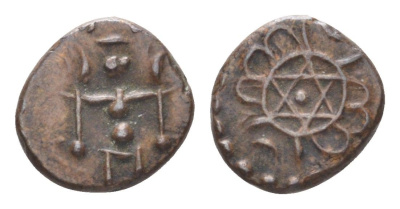 Индия, Траванкор 1 кэш 1885-1895 KM 34.1 медь 441-1345