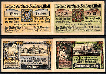 Грабов (Эльде) (Мекленбург-Шверин) набор из 2 нотгельдов 1921 7556-12-3-1