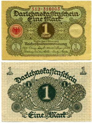 Германия 1 марка 1920 1 марта 1920, Веймарская республика Pick 58, Розенберг 64 бумага аUNC 7547-12-2