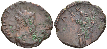 Римская Империя (императоры в Галлии) антониниан 272 - 273 Тетрик I. PAX AVG, Пация, персонификация Мира, Колония Агриппины, Very fine RIC 100 биллон 1073-14-35