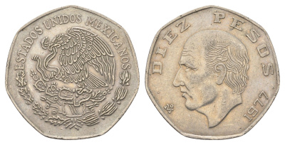 Мексика 10 песо 1977 Мигель Идальго-и-Костилья KM 477.1 медно-никель 4661-1141