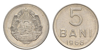 Румыния 5 бань (бани) 1966 KM 92 сталь плакированная никелем 4632-1011