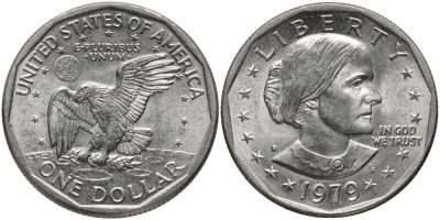 США 1 доллар 1979 D, Сьюзен Энтони KM 207 медь плакированная медно-никелем 111-923