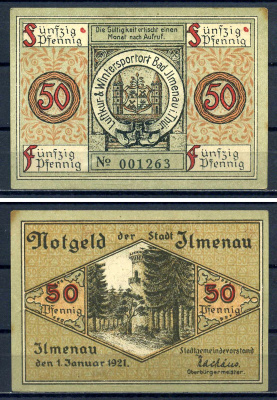 Ильменау (Тюрингии) 50 пфеннигов 1921 бумага aUNC 7556-20-4-1