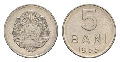 Румыния 5 бань (бани) 1966 KM 92 сталь плакированная никелем 4632-1011