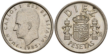 Испания 10 песет 1983 Хуан Карлос I (1975 - 2014) KM 827 медно-никель 4189-867