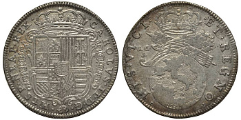 Неаполь и Сицилия тари (2 карлини) 1684 Карл II Испанский серебро aUNC 00-822-01