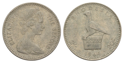 Родезия 2 шиллинга (20 центов) 1964 KM 3 медно-никель 4179-721
