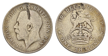 Великобритания 1 шиллинг 1922 Георг V (1910-1936) KM 816a, Spink 4023 серебро 181-143