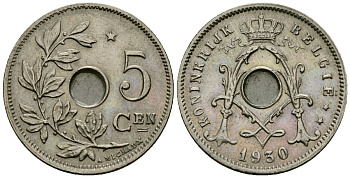 Бельгия 5 сантимов 1930 Belgie KM 67 медно-никель 4173-328