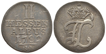 Гессен-Кассель 2 альбус 1782 BR KM 511 серебро 1522-844