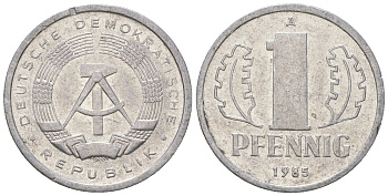ГДР 1 пфенниг 1985 A KM 8.2 алюминий 4668-1167