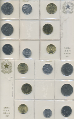 Италия набор из 8 монет 1981 оригинальная запайка, FAO    UNC  5-6-2-30