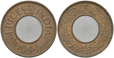 Британская Индия 1 пайс 1944 Георг VI (1936-1952) KM 533 бронза 33-1052