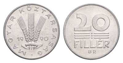 Венгрия 20 филлеров 1990 BP KM 676 алюминий UNC 4658-657