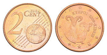 Кипр 2 евроцента 2008 KM 79 сталь плакированная медью BU 4649-1125